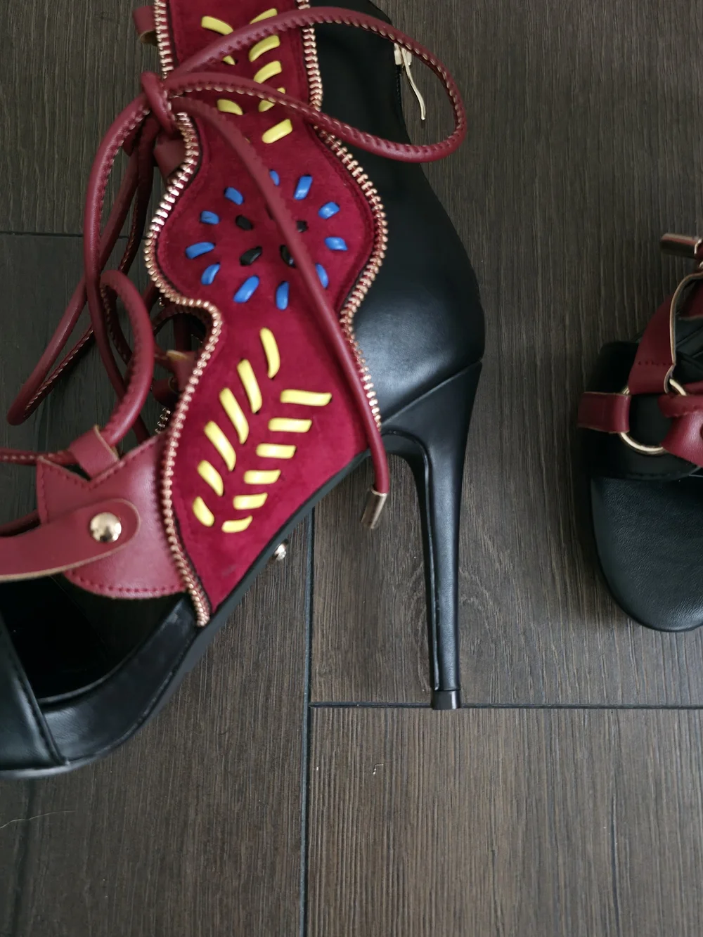 Azalea Wang Shainia Red Multi Stiletto Sandal
